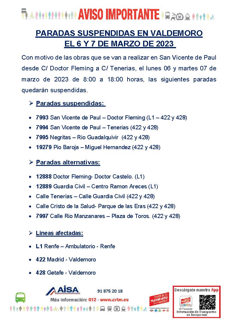 Cartel informativo de autobuses