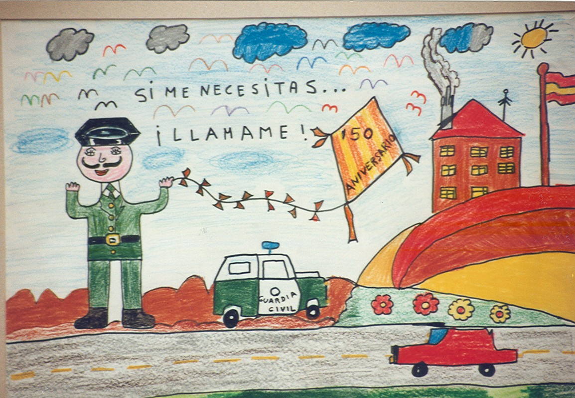 Dibujo premiado en el concurso celebrado con motivo de los actos del 150 aniversario de la fundación de la Guardia Civil