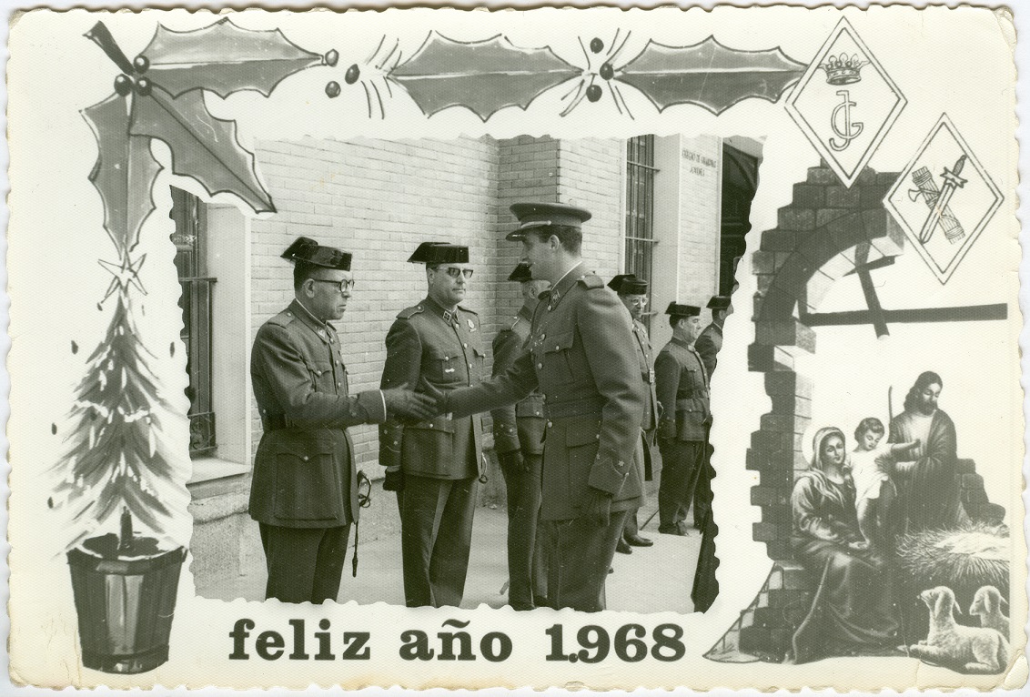 Felicitación navideña con la visita del príncipe Juan Carlos al colegio de Guardias Jóvenes