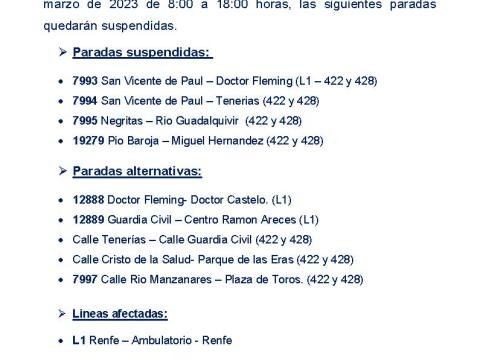 Cartel informativo de autobuses