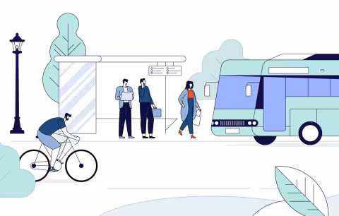 Dibujo de calle y autobus