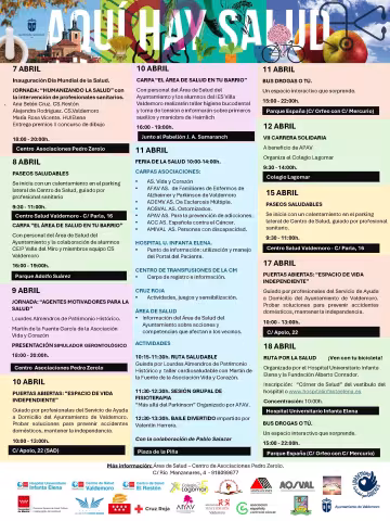 Cartel del programa de la semana de la salud en Valdemoro