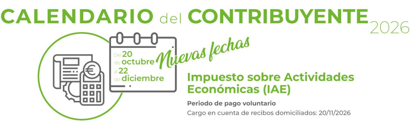 Calendario del contribuyente 2026. Nuevas fechas IAE